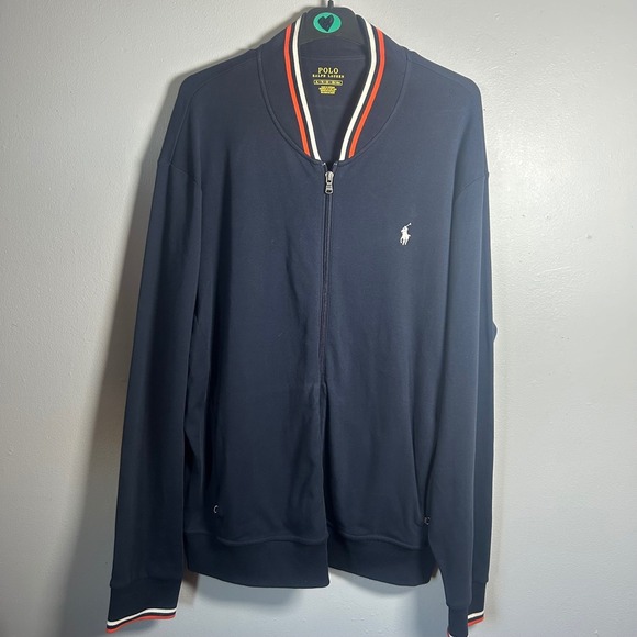 Polo Ralph Lauren Men's Navy Full Zip Track‎ Jacket Bomber Style XL
